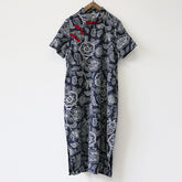 Loose Jacquard Short Sleeve Cheongsam Midi Dress
